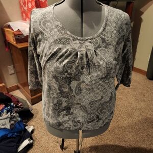Basic Editions Silver Ruched Blouse